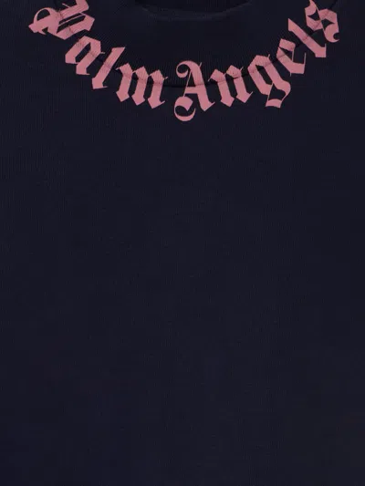 Palm Angels Mock-neck Logo Sweatshirt In Blue