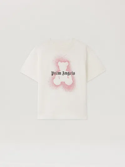 Palm Angels Pa Spray Bear Reg Tee S/s In White