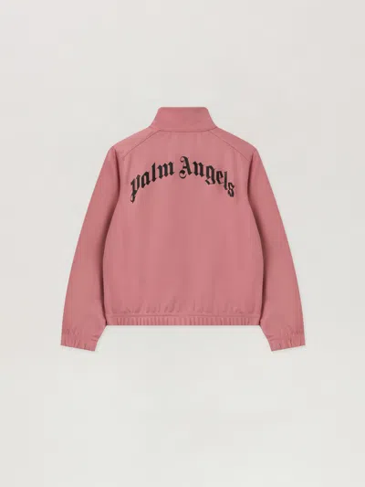 Palm Angels Curvedlogo Cut Crop Track Jkt In Pink