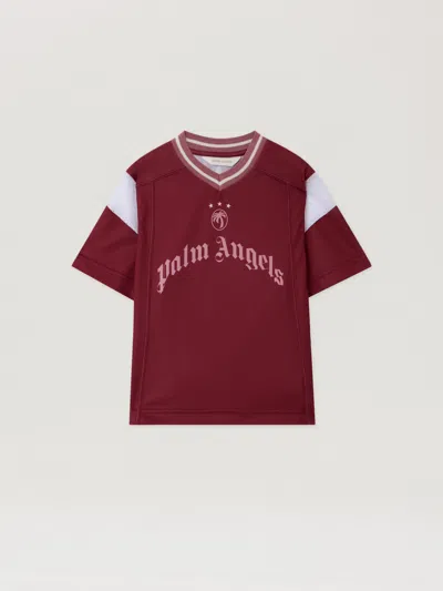 Palm Angels Team Palm Soccer Crop Tee S/s In Burgundy