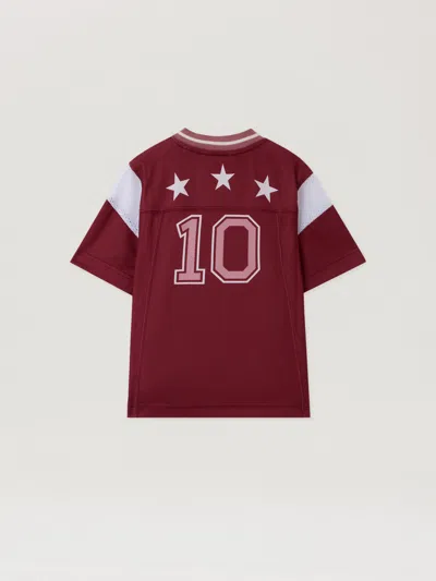Palm Angels Team Palm Soccer Crop Tee S/s In Burgundy