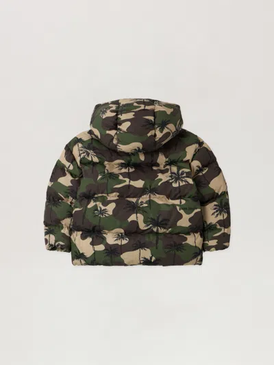 Palm Angels Camo Palms Hoodie Puffer Jkt In Green