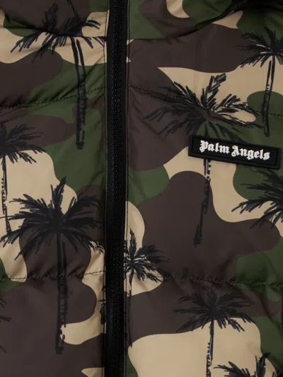 Palm Angels Camo Palms Hoodie Puffer Jkt In Green