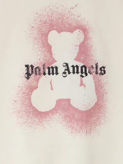 Palm Angels Spray Bear Sweatshirt In Neutral