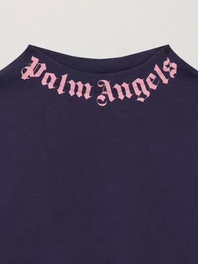 Palm Angels Neck Logo Reg.tshirt S/s In Black