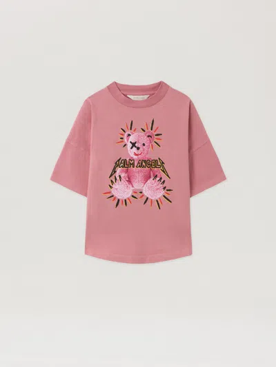 Palm Angels Pa Punk Bear Over Tshirt S/s In Pink