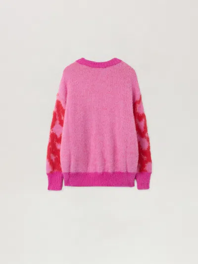 Palm Angels Spray Hearts Sweater In Pink