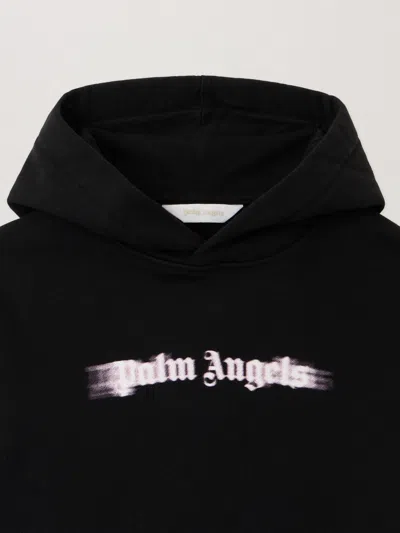 Palm Angels Blurred Logo Reg.hoodie In Black