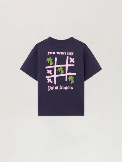 Palm Angels Graphic Print Tic Tac Toe T-shirt In Blue
