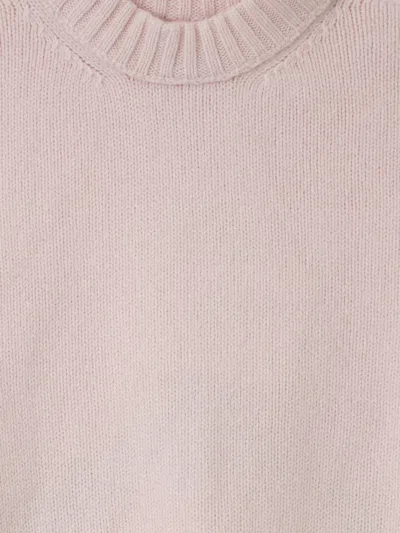 Palm Angels Curved Logo Knit Crewneck In Pink