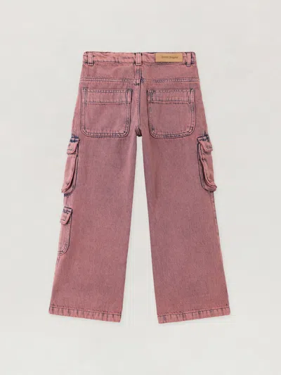 Palm Angels Overdye Wide-leg Cargo Denim Pants In Brown