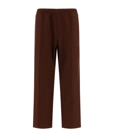 Needles Logo Embroidered Mid Rise Trousers In Brown