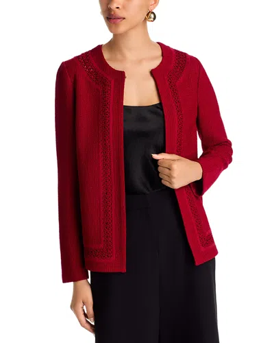 Misook Heritage Knit Jacket In Red