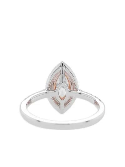 Hyt Jewelry 18k White And Rose Gold Diamond Ring In Silver