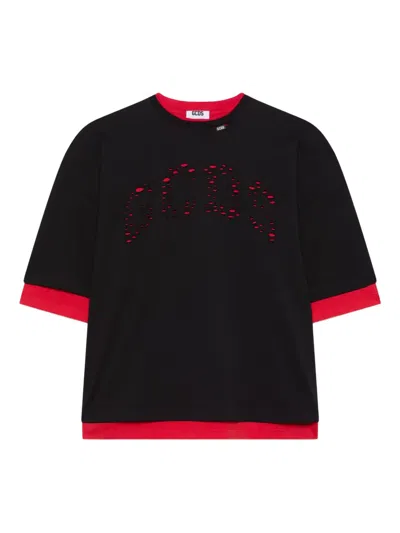 Gcds Cutout Layered T-shirt In Black