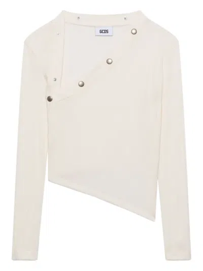 Gcds Long-sleeved Ribbed Top With Snap Buttons In Multi