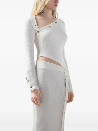 Gcds Long-sleeved Ribbed Top With Snap Buttons In Multi