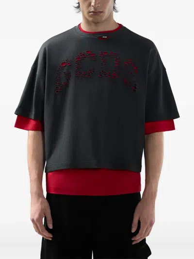 Gcds Laser Cut-logo T-shirt In Multi