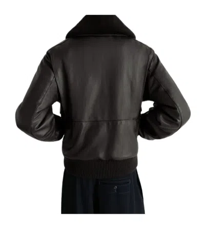 Lemaire Shearling-trimmed Leather Blouson Jacket In Brown