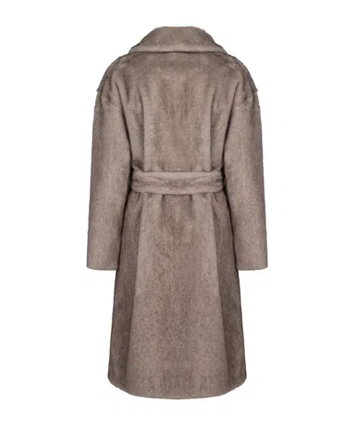 Herno Faux Fur Coat In Brown