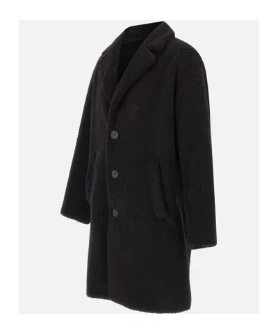 Herno Long Sleeve Notched Lapel Coat With Pockets In Black