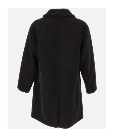 Herno Long Sleeve Notched Lapel Coat With Pockets In Black