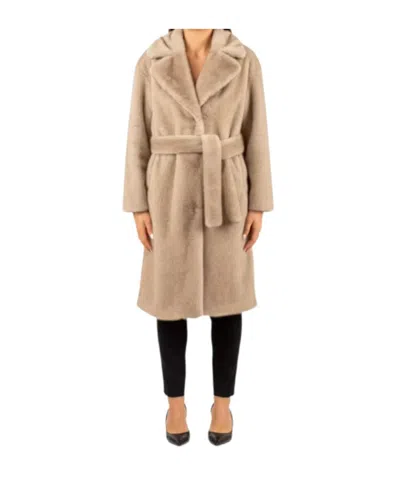 Herno Soft Alternative Fur Coat In Brown