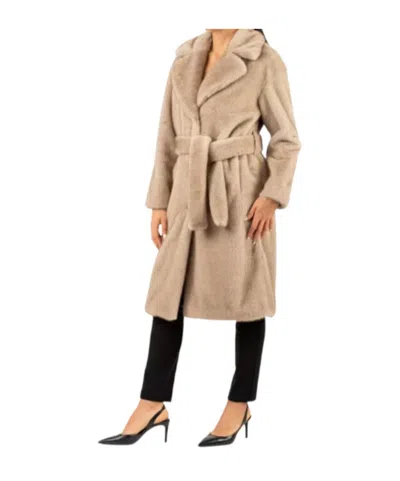 Herno Soft Alternative Fur Coat In Brown