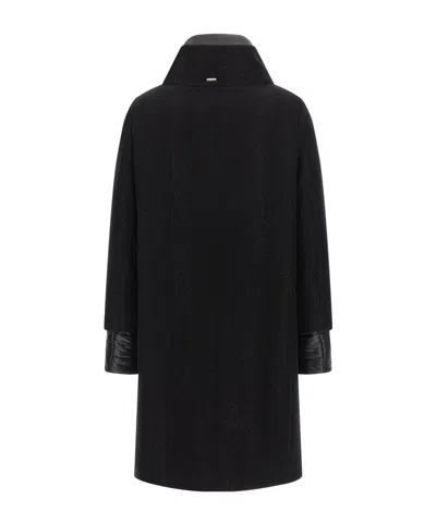 Herno Virgin Wool Coat With High Neck In Black