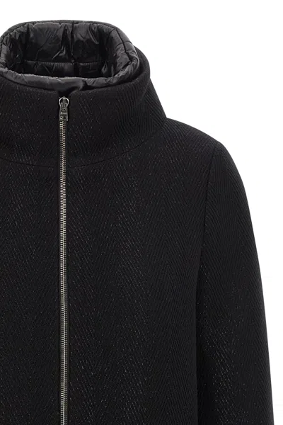 Herno Virgin Wool Coat With High Neck In Black