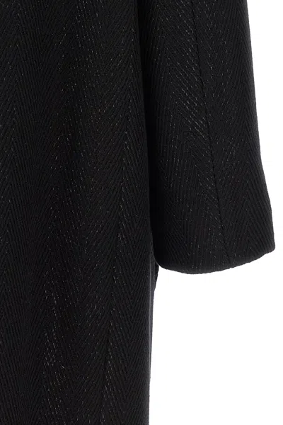 Herno Virgin Wool Coat With High Neck In Black
