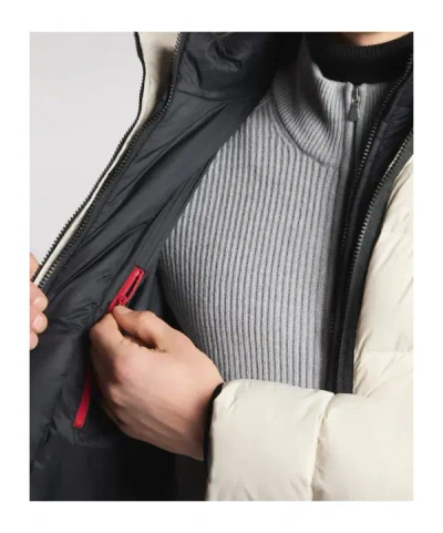 Fay Double Front Feather Jacket In Nylon In Neutral