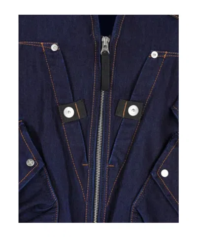 Stone Island Indigo Blue Zip Vest In Cotton Blend