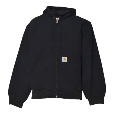 Carhartt Hooded Jacket With Quilted Interior And Logo Patch In Black