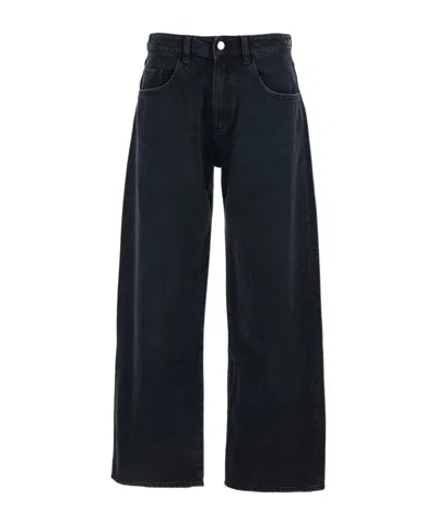 Icon Denim Bea Black Jeans With Wide Leg And Logo Patch On The Rear In Denim Woman In Black