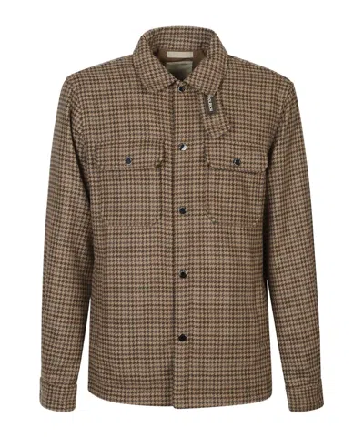 Woolrich Alaskan Houndstooth Pattern Jacket In Brown