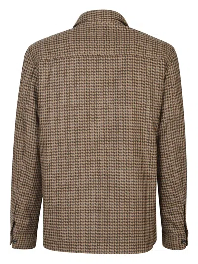 Woolrich Alaskan Houndstooth Pattern Jacket In Brown