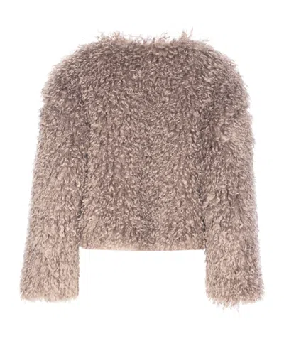 Tagliatore Eco-shearling Jacket In Brown