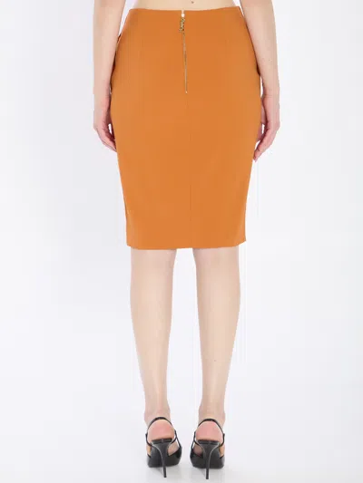 Saint Laurent Mid-rise Pencil Skirt In Satin Clothing In Multi