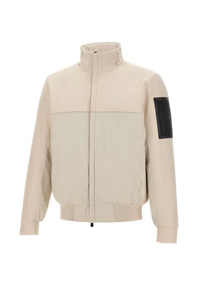 Hugo Boss Men Off White Zip-up Jacket, M Luxury Jackets For Men Darveys In Neutral