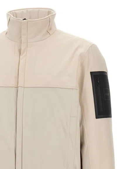 Hugo Boss Men Off White Zip-up Jacket, M Luxury Jackets For Men Darveys In Neutral