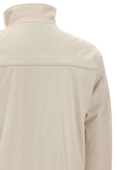 Hugo Boss Men Off White Zip-up Jacket, M Luxury Jackets For Men Darveys In Neutral