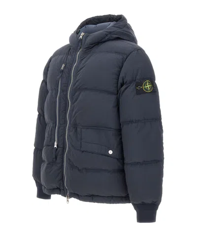 Stone Island Nylon Down Jacket In Blue