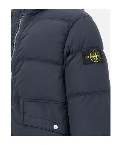 Stone Island Nylon Down Jacket In Blue