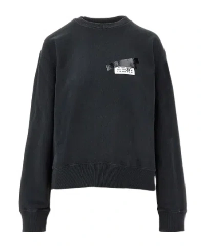 Mm6 Maison Margiela Mm6 By Maison Margiela Wool Taped Label Crewneck Sweater In Black