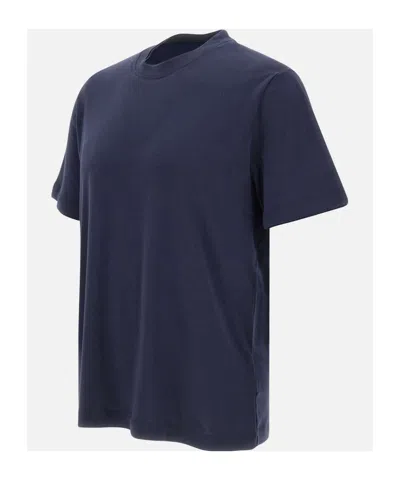 Eleventy Crew Neck Short-sleeved T-shirt In Blue