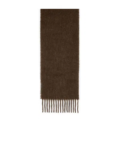 Marni Soft Alpaca Blend Scarf With Fringed Edges In Brown