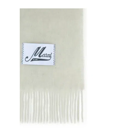 Marni Light Grey Alpaca Blend Scarf In Green