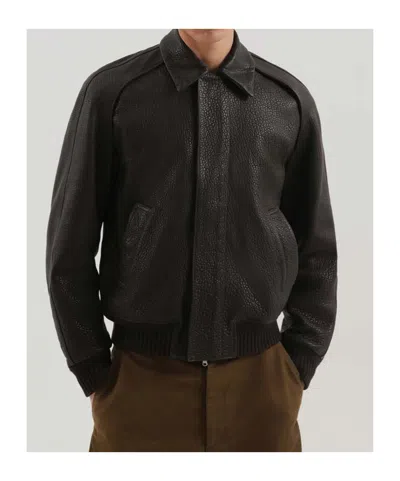 1989 Studio Leather Jacket With Collar And Textured Finish In Brown