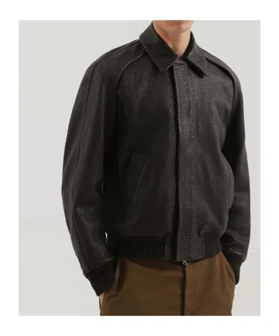 1989 Studio Leather Jacket With Collar And Textured Finish In Brown